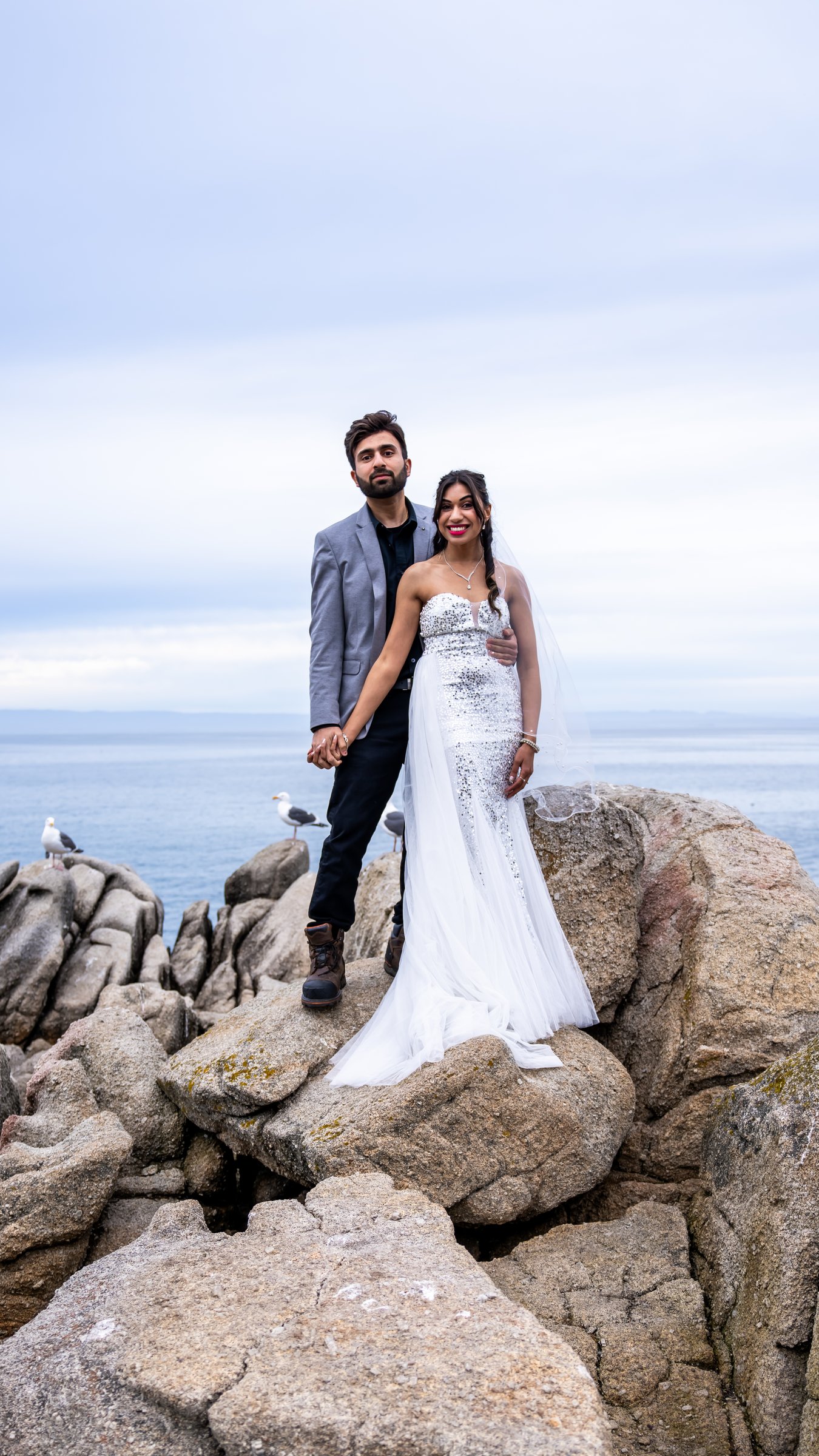 Bhavesh and Sweety on the Monterey coast