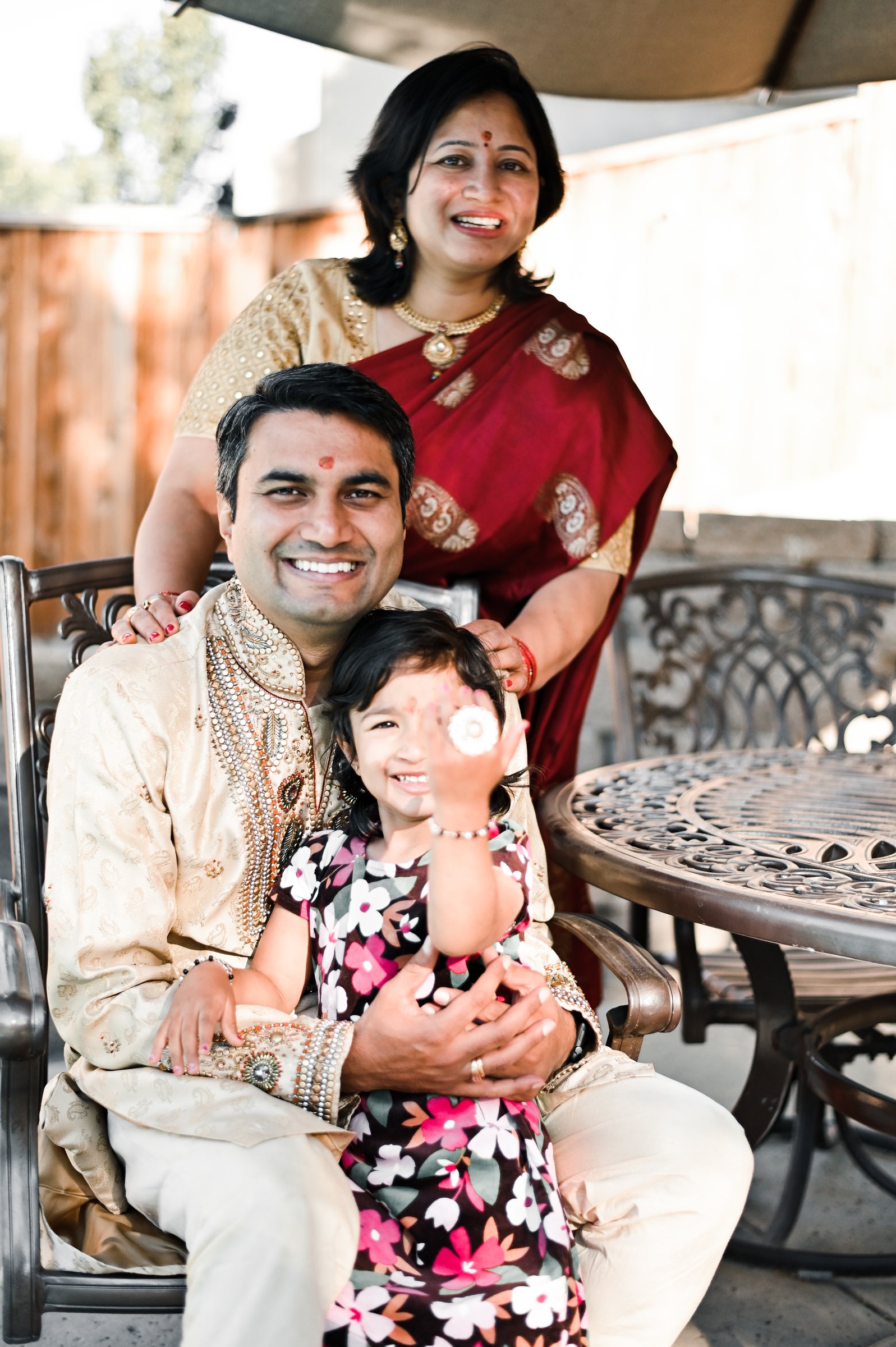 A family of three at golden hour