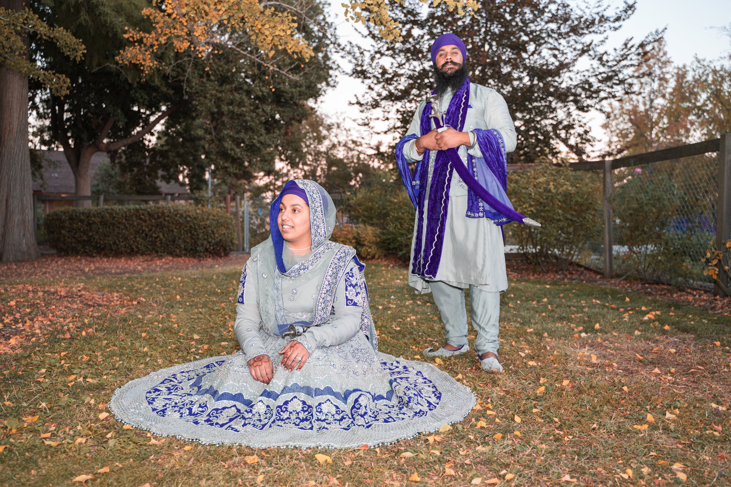 Gursikh wedding jasbir and jaskaran autumn lawn lehenga fanned